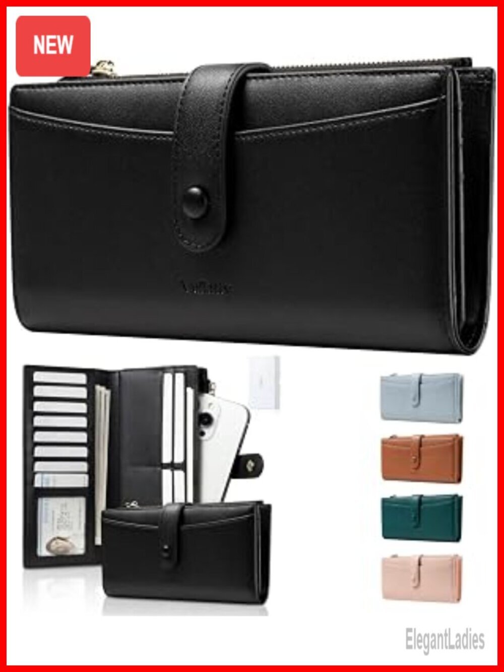 Ultra Slim Thin Leather Faux Leather Bifold RFID Blocking Wallets Women's Card